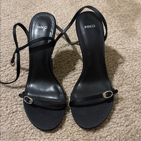 Mango Shoes - Mango Black Strappy Ankle-Tie Heeled Sandals